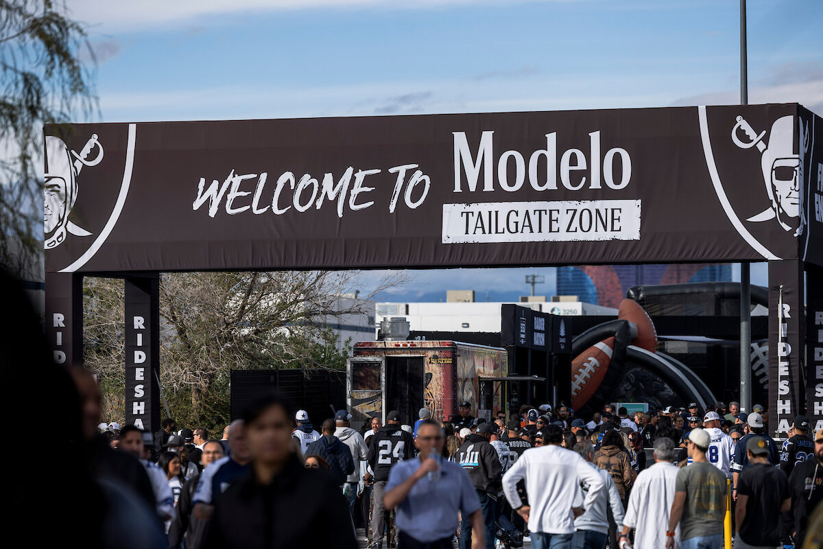 The Modelo Tailgate Zone before the Las Vegas Raiders’ regular season home game against the Dallas Cowboys at Allegiant Stadium, Monday, November 17, 2025, in Las Vegas, Nev. The Las Vegas Raiders lost 33-16.